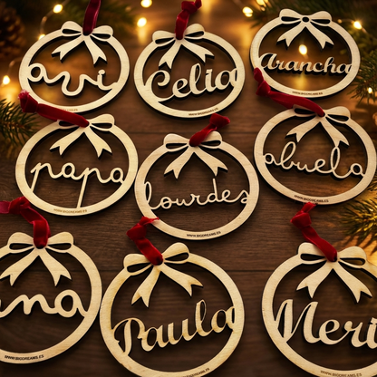 Pack 8  Bolas Arbol Navidad Lazo