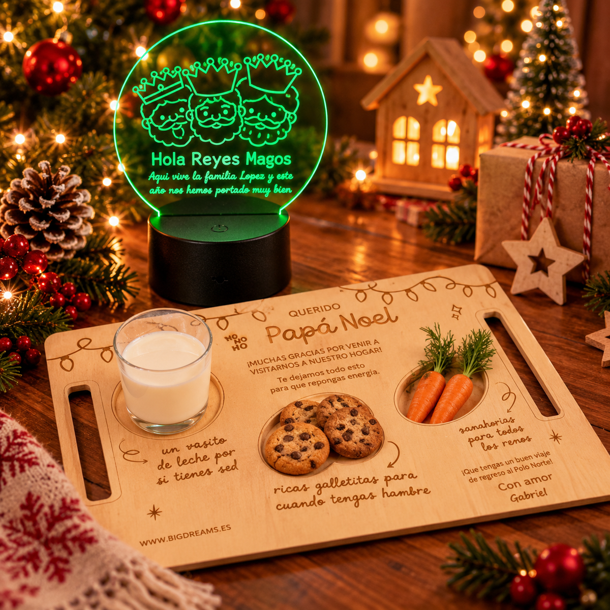 Pack Navidad: Lámpara LED + Bandeja personalizada