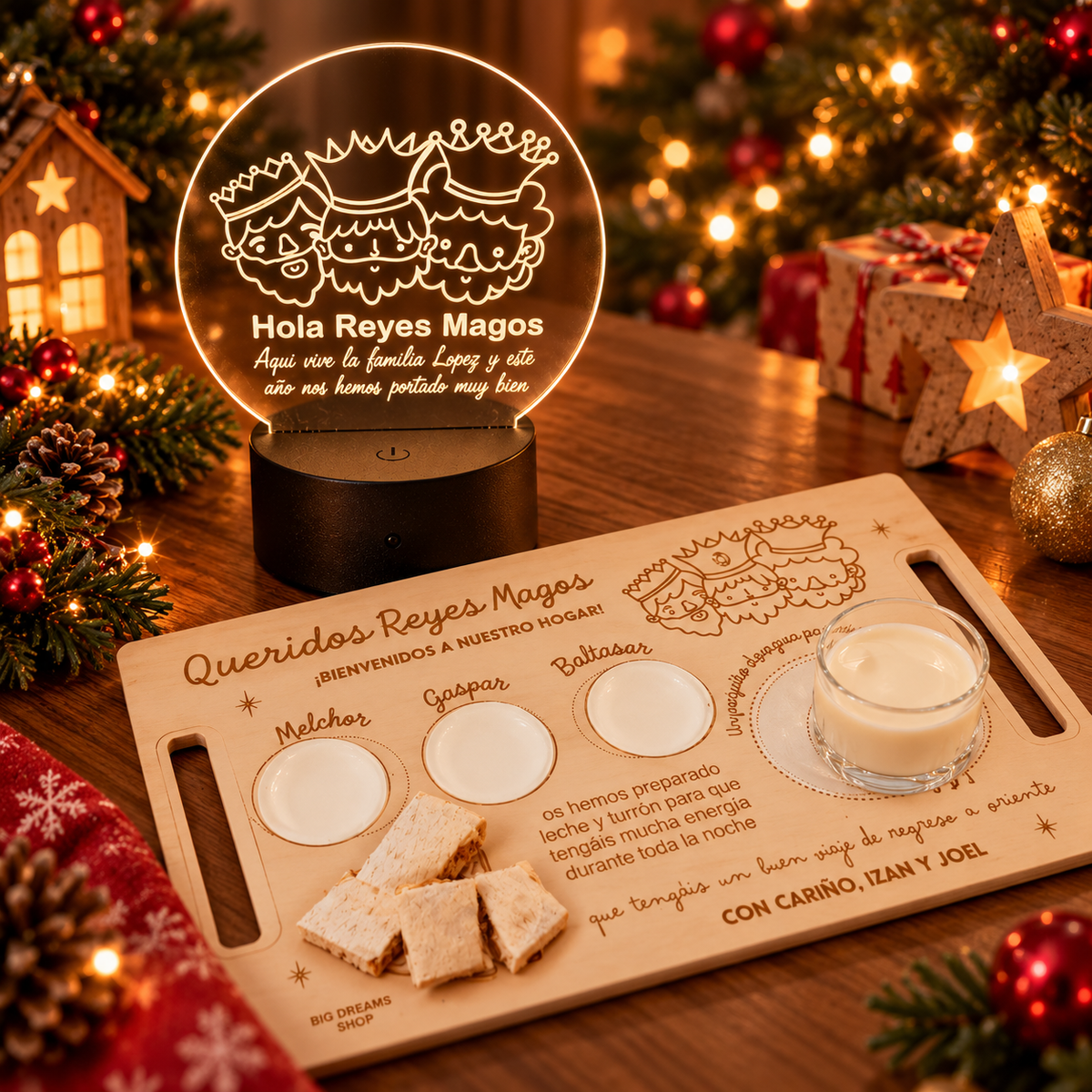 Pack Navidad: Lámpara LED + Bandeja personalizada
