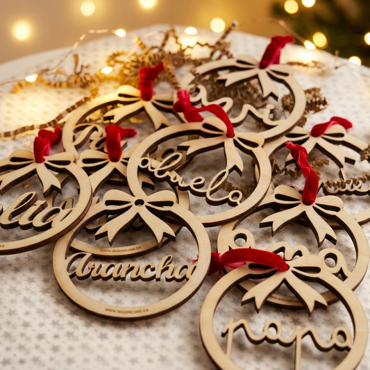 Pack 12  Bolas Arbol Navidad Lazo