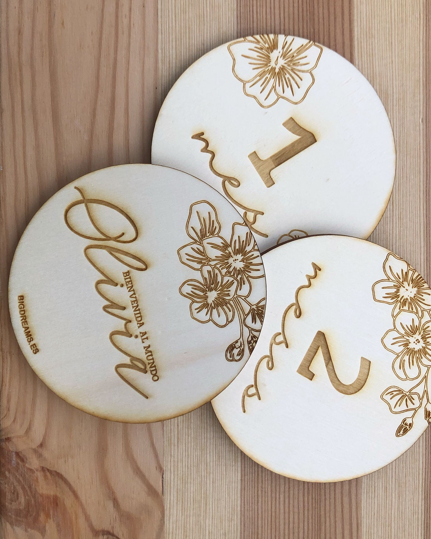 Placas cumple meses floral