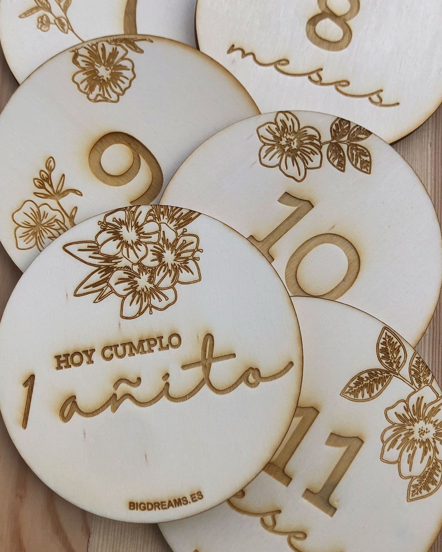Placas cumple meses floral