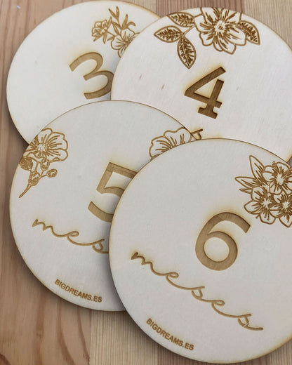 Placas cumple meses floral