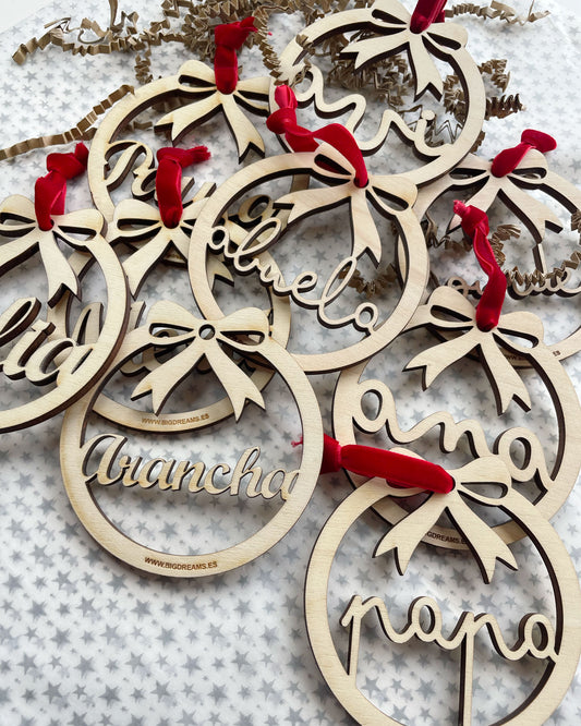 Pack 12  Bolas Arbol Navidad Lazo